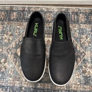 Kuru Cloud Slip-On Shoes Black Leather Womens 7.5 Euro 38 New
